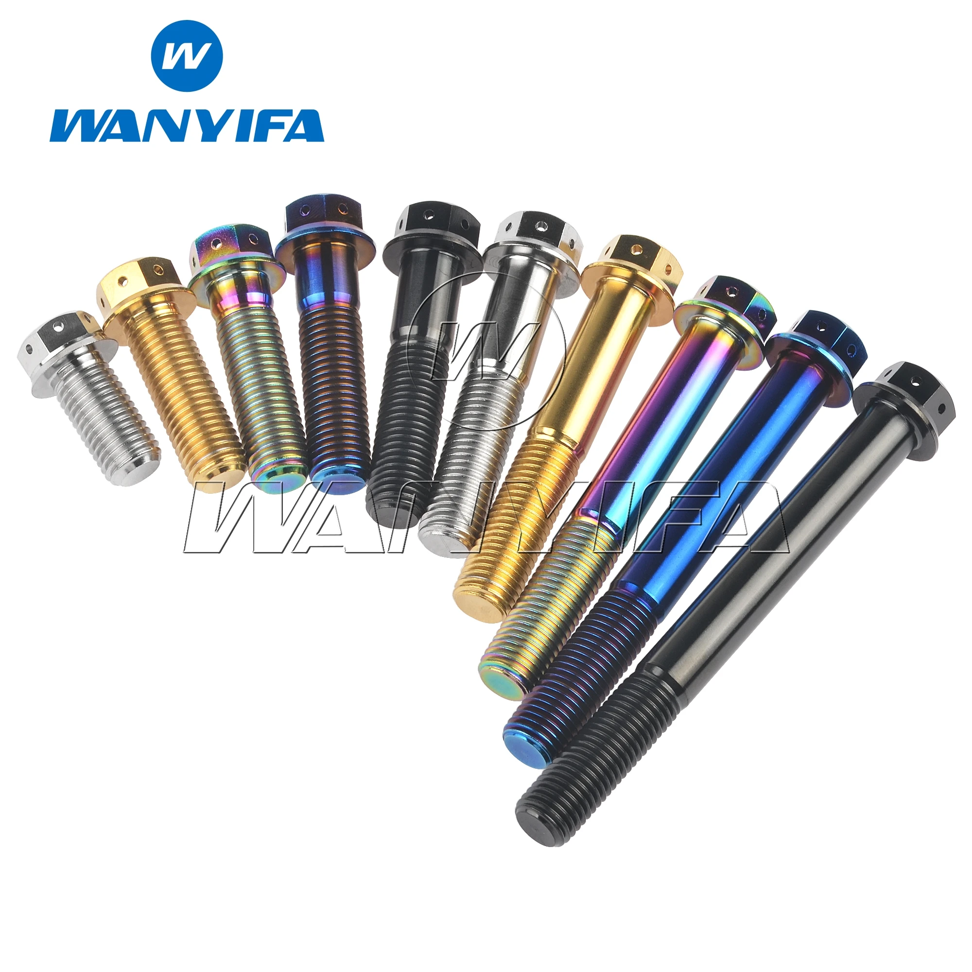 Wanyifa Titanium Bolt M10x20~90mm Pitch1.25/1.5mm Flange Allen Key Head Screw for Motorcycle Calipers Refitted