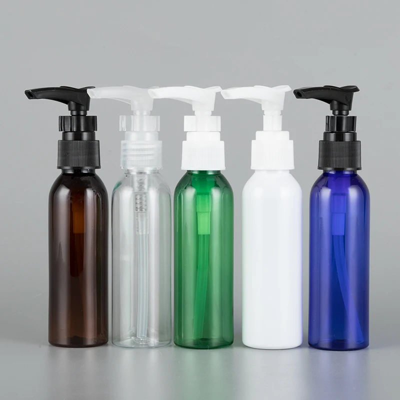 

60ML X 50 Empty Refillable Bayonet Pump Cosmetic Bottles Colored Shampoo Bottle With Pump Small Size Liquid Soap Container