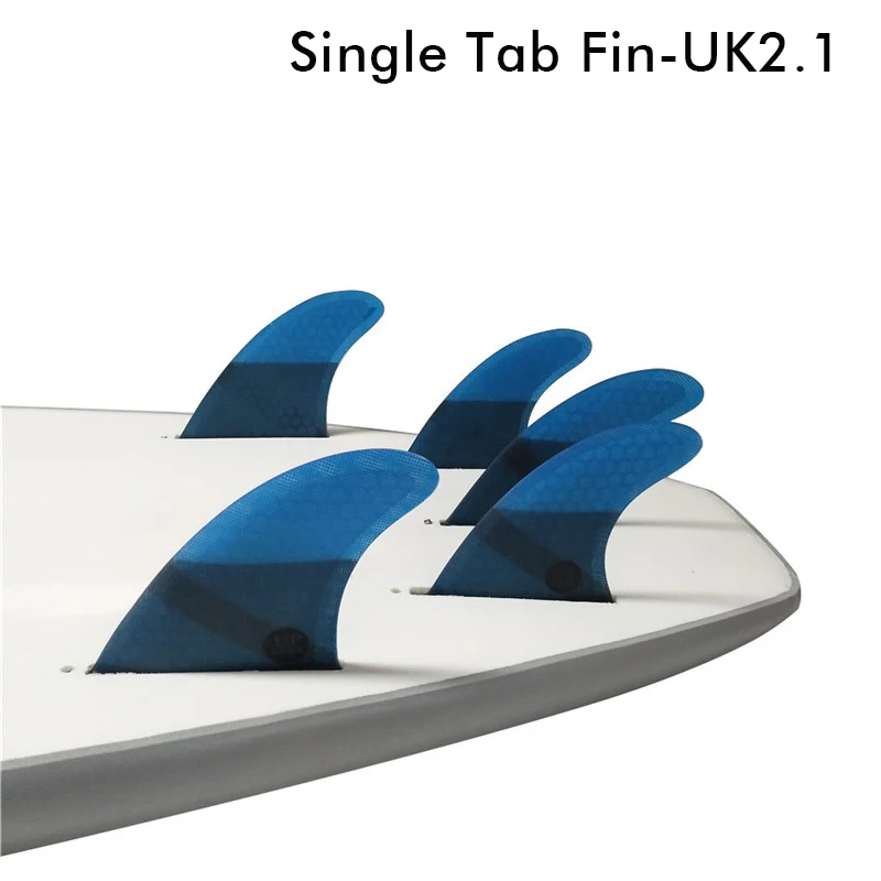 Surf Single Tabs Fin UK2.1 Surfboard Fins Blue color Fiberglass Honeycomb Tri-Quad Fins Quilhas Thruster 5 fin Set