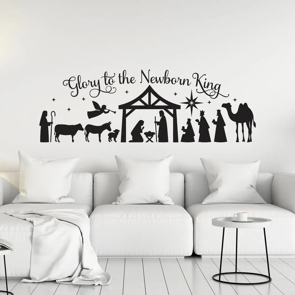 

Christian Decals Wall Stickers Christmas Wall Decals-Christmas Scene Gift Holiday Home Room Wall Decoration Sticker Mural JD8