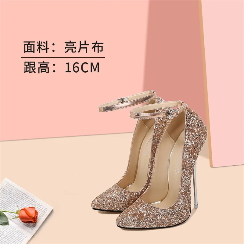 2020 New Arrival Women 16cm Extreme High Heel Pumps Pointed Toe Sexy Thin Heel Fetish Stilettos Party Unisex shoes Large Size 46