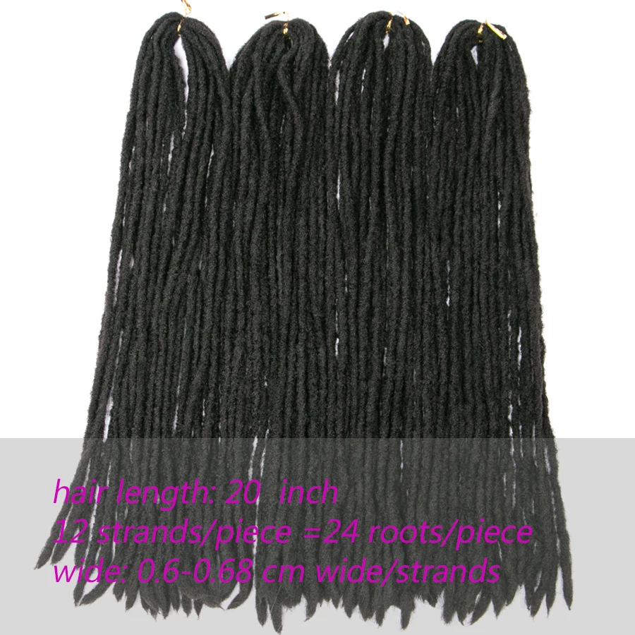 VERVES Soft Dreadlocks Synthetic Crochet Hair 12 strands/pcs Black Brown Crochet Braiding Hair For Women And Men 20'' Hair Piece