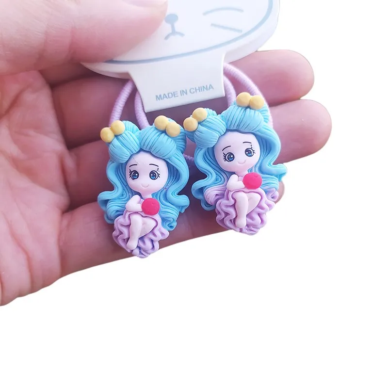 2PCS Cartoon Cute Princess Kids Elastic Hair Bands Children Hair Ties Girls Hair Accessories Baby Headdress