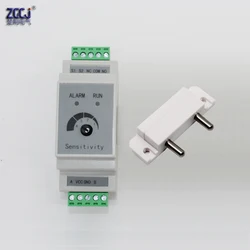 35mm Din liquid Water Leakage Detector with 1pcs sensor water switch output Flooding liquid leaking alarm device relay output