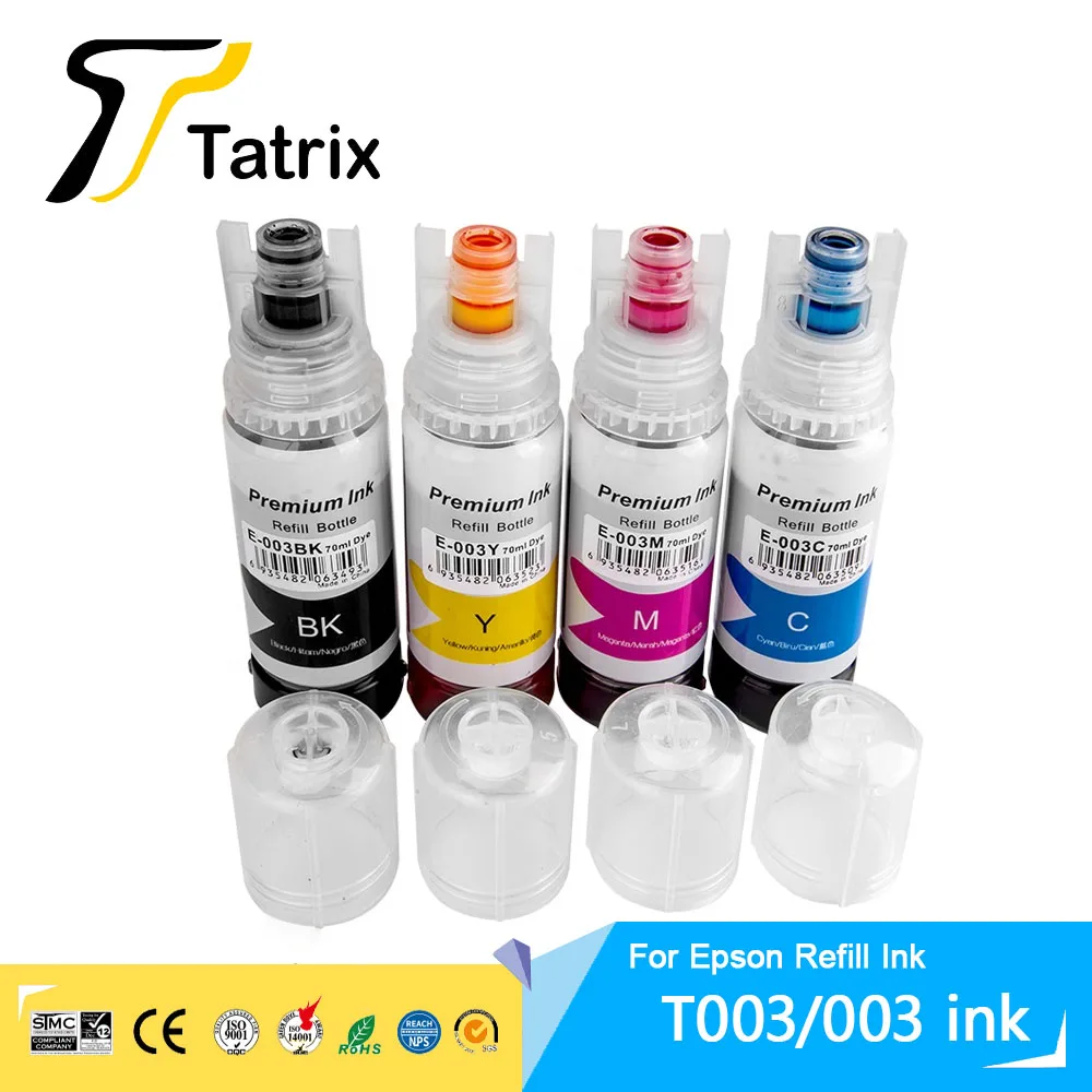 Tatrix 003 Premium Color Compatible Bulk Bottle Water Based Refill Ink Tintas for Epson L3110 L1110 L3116 L3150 L3215 Printer