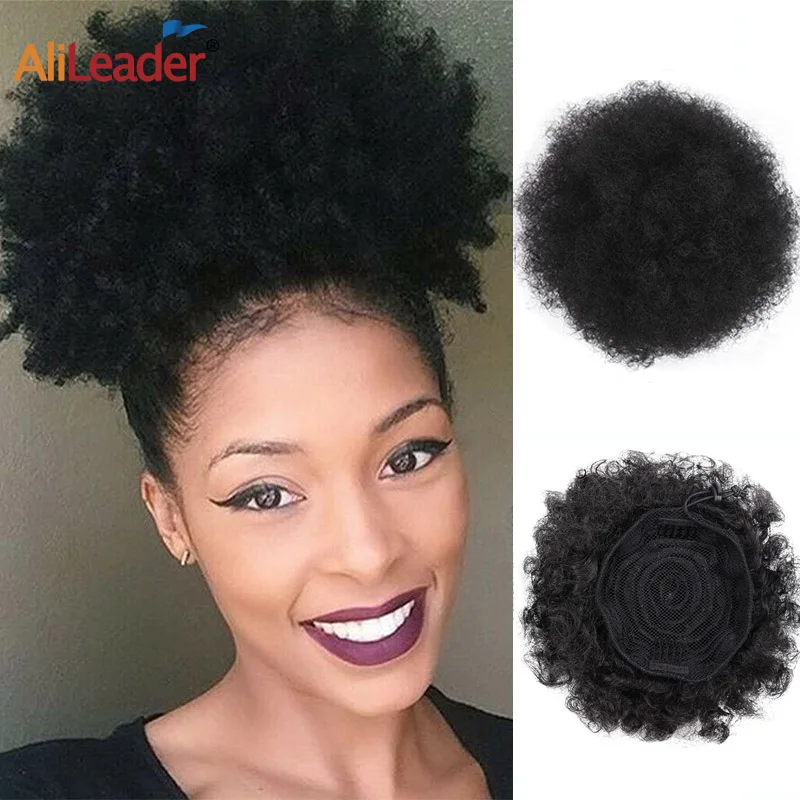 

Alileader Synthetic Afro Hair Bun Kinky Curly Hair Bun Chignon Fluffy Kinky Drawstring Ponytail Clip In Synthetic Hair Scrunchie