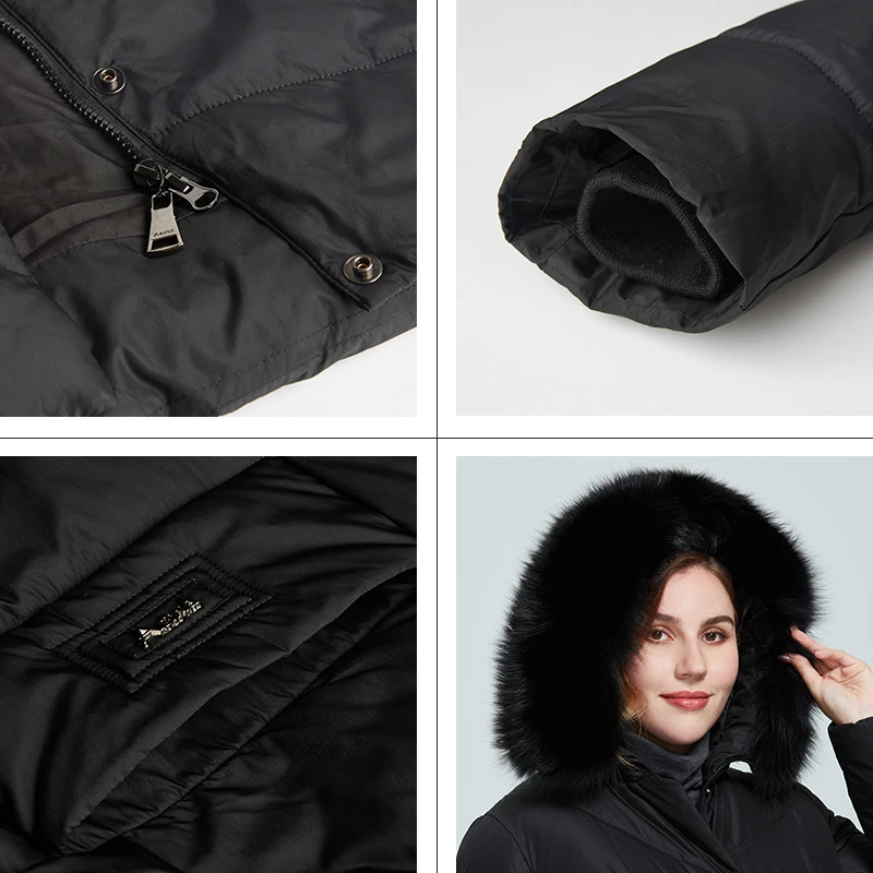 Astrid 2022 New Winter Women's coat women long warm parka Jacket with fox fur hooded large sizes Bio-Down female clothing 9172