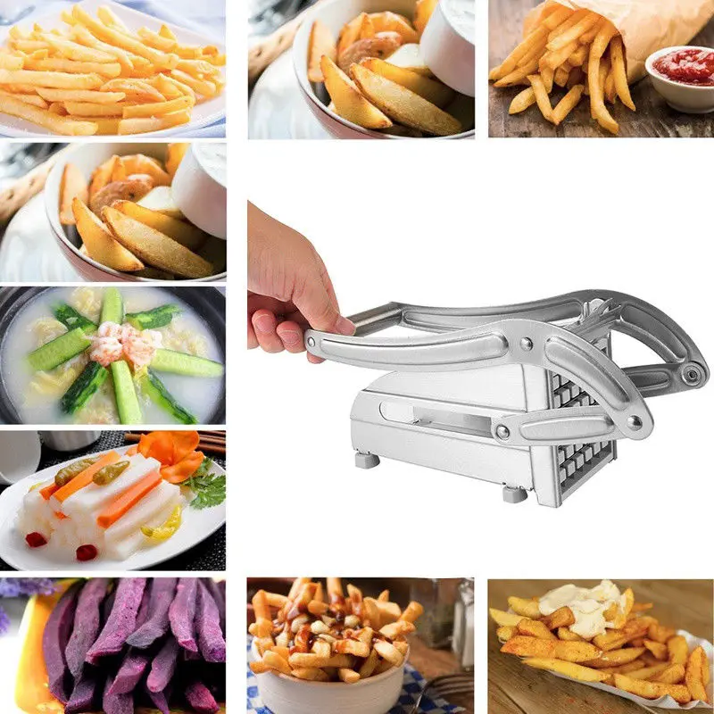 Fry Cutter Potato Chipper 2 Blades Cutter Stainless Steel Home French Fries Potato Chips Slicer Cutter Chopper Making Tool