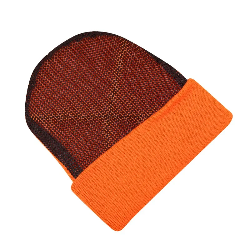 New Winter Custom Logo Mesh Knitting Hat Unisex Hip Hop Elastic