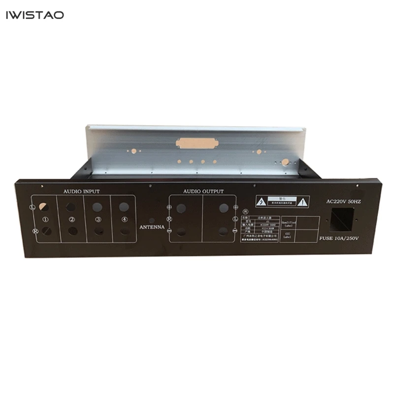 Chassi amplificador de potência, metal inteiro, preto, prata, painel frontal 430*100*310mm com placa de módulo Bluetooth