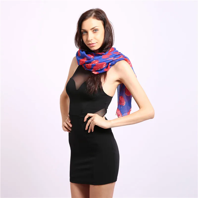 

2020 hot summer sale, blue red floral pattern scarf, women wrap scarf fashion