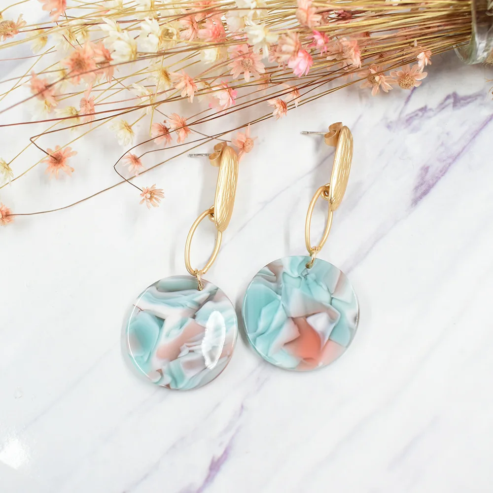 Big Round Acrylic Dangle Drop Earrings For Women Boho 2026 Fashion Acetate Earrings Bohemian Luxury Trendy Accessories
