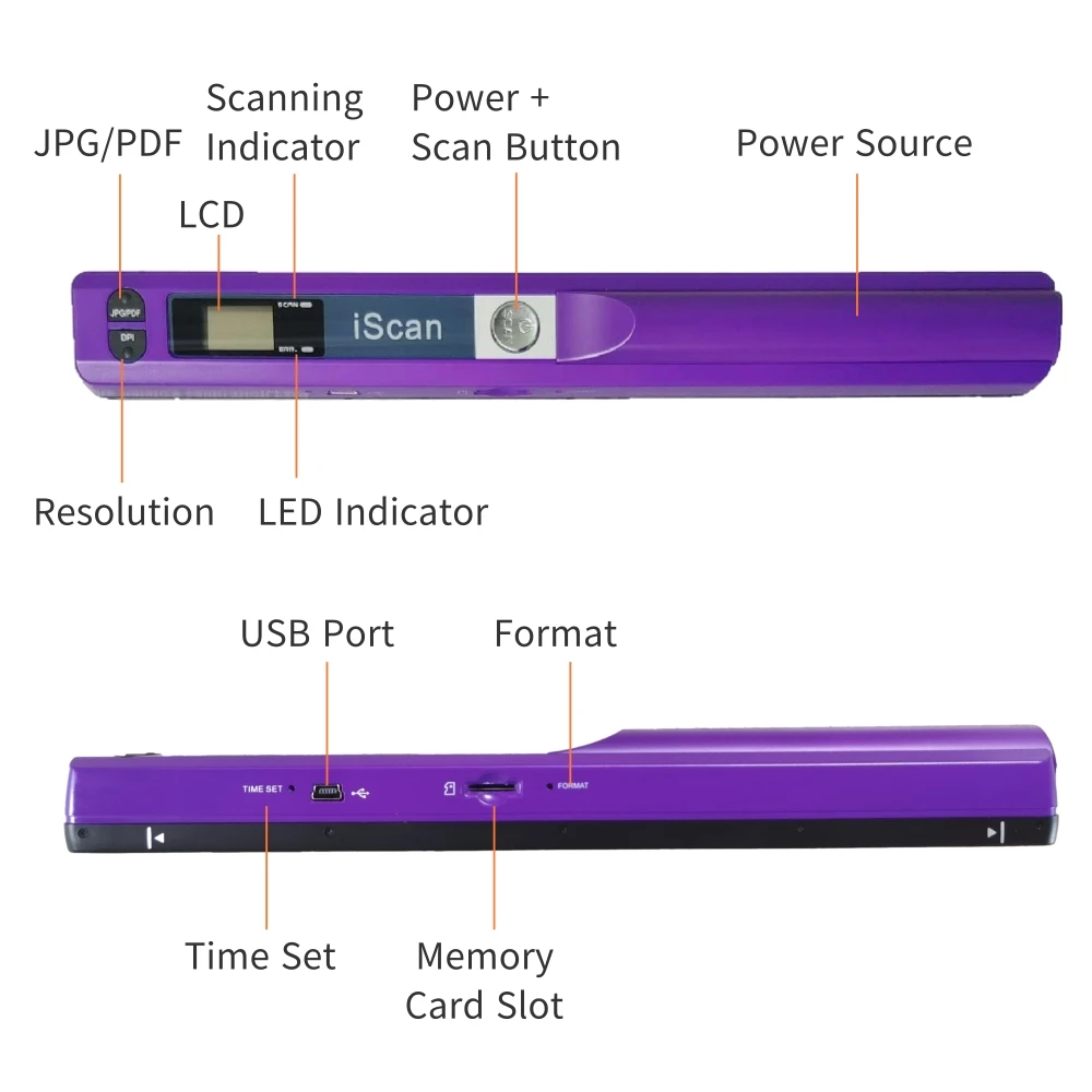 iScan Portable Handheld Scanner Photos Receipts A4 Document Scanner 900DPI for School Home Business Scan Support JPG/PDF Format