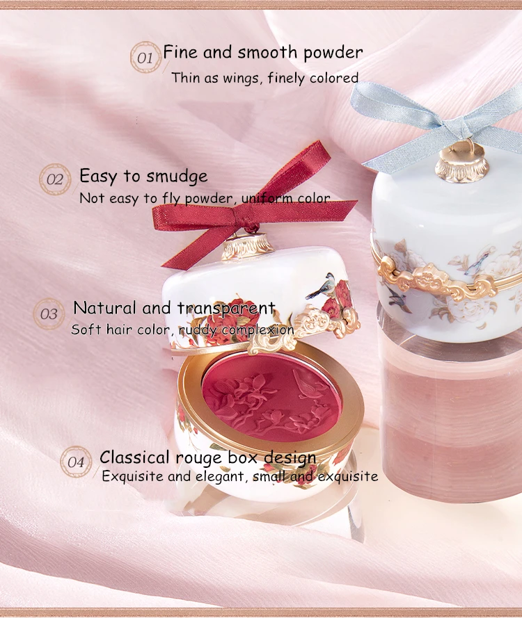 Blume Gott Geprägte Rouge Chinesischen Klassischen Stil Erröten Palette Nude Natürliche Frauen Gesicht Make-Up Kosmetik