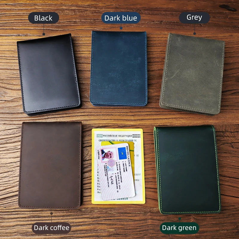 2021 Men's Card Wallet Genuine Leather Driver License Holder Storage Credit ID Card Slot Thin Auto Document Case For Russia