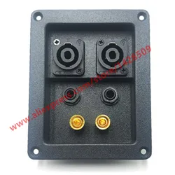 1pcs 282 6 Hole Audio Speaker Junction Box XLR Socket Connector Red Black Wiring Terminal Audio Accessoric Cable Clamp