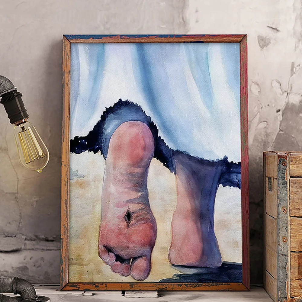 Jesus Feet On The Cross Poster Religious Wall Pictures Jesus Christ Art Canvas Vintage Print Painting Easter Bedreoom Home Decor