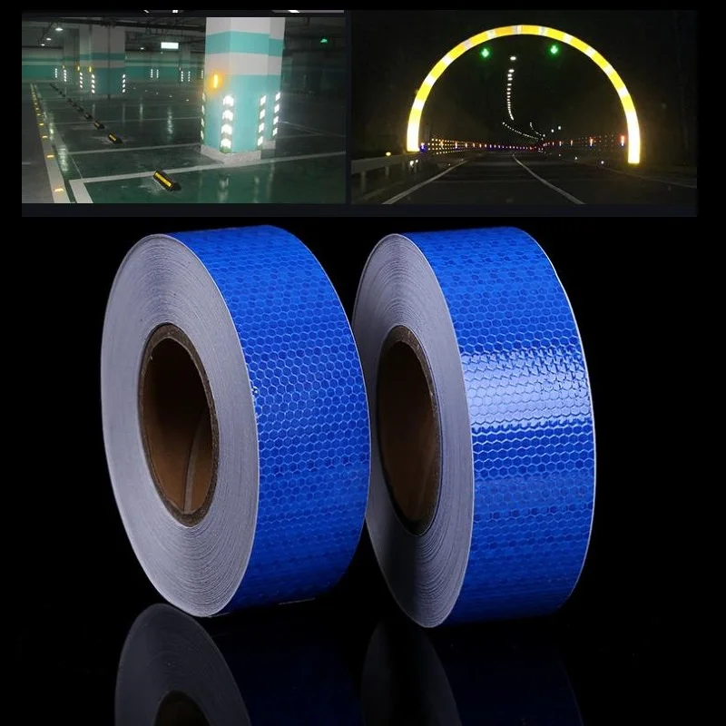 PVC Reflect  Adhesive Warterproof Tapes Blue Reflective Self-adhesive Warning Tape For Bike Truck Car Motorcycle