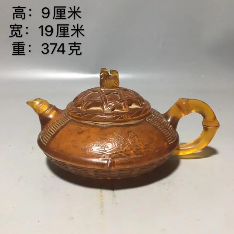 

China Beeswax Chicken hen cock Sailboat bamboo weaving teapot crafts statue kettle tea water pot home desktop decoration