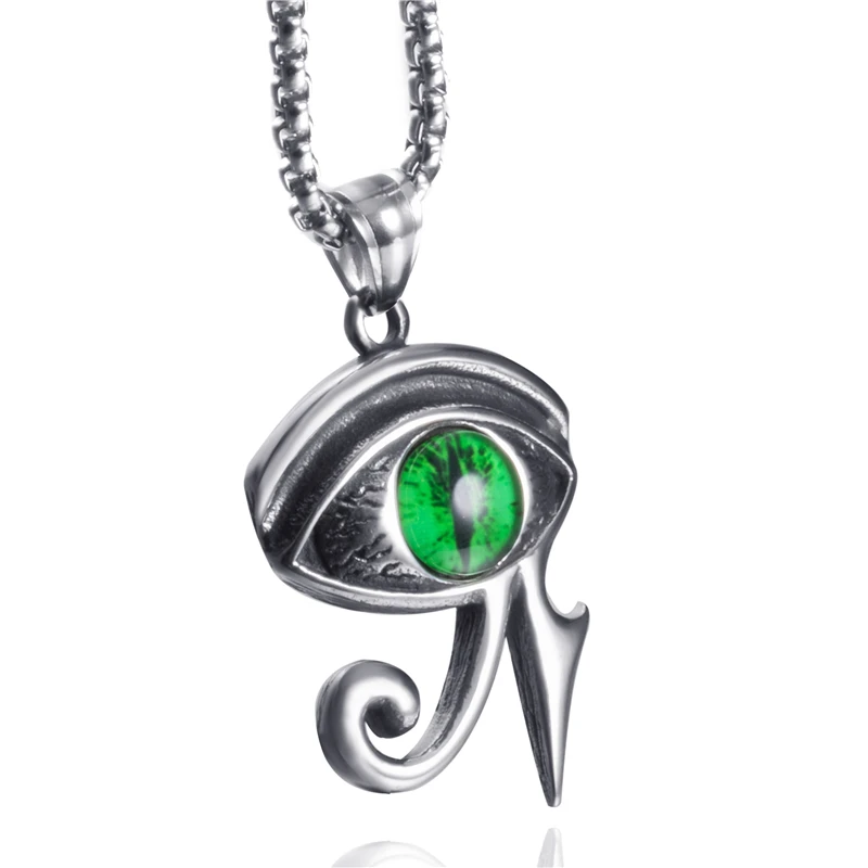 Elfasio Eye of Horus Egypt Pendant Pendant Necklace Stainless Steel Ancient Egyptian Symbol of Protection Chain Length 45-75cm