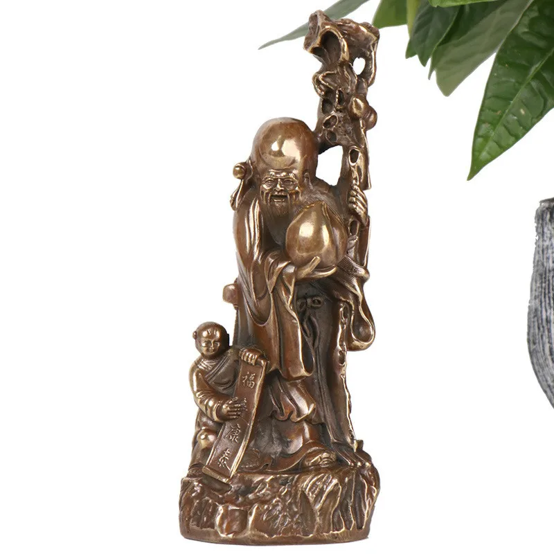 

Character Statue Canopus Ornaments Pure Copper Flat Peache Crafts Feng Shui Shou Xing Ornaments Holiday Birthday Gift