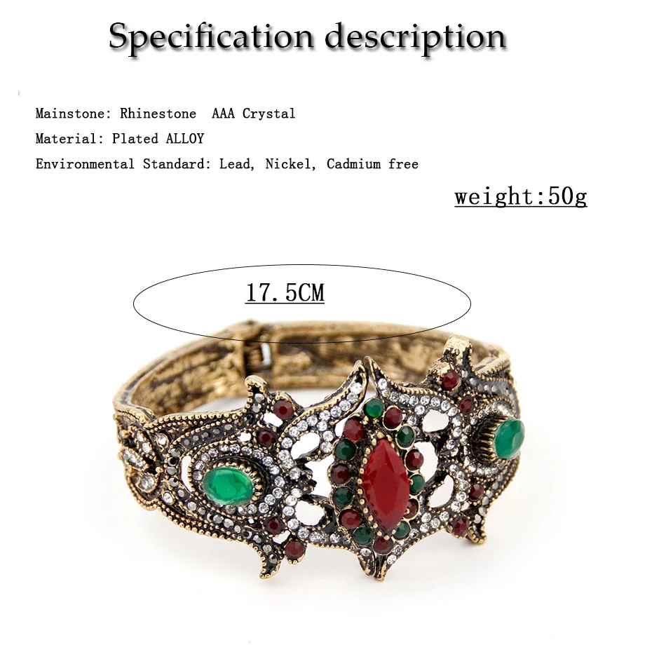 Sunspicems Retro Vintage Turkish Bracelet Bangles for Women Antique Gold Color Rhinestone Jewelry Bohemia Ethnic Wedding Bijoux