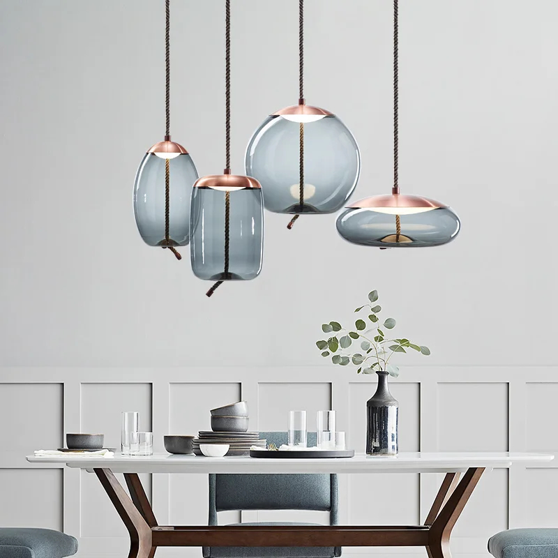 Imagem -03 - Modern Led Pendant Lights Nordic Designer Hemp Rope Glass Hanglamp For Dining Room Quarto Bar Decor Loft Luminaire Suspensão