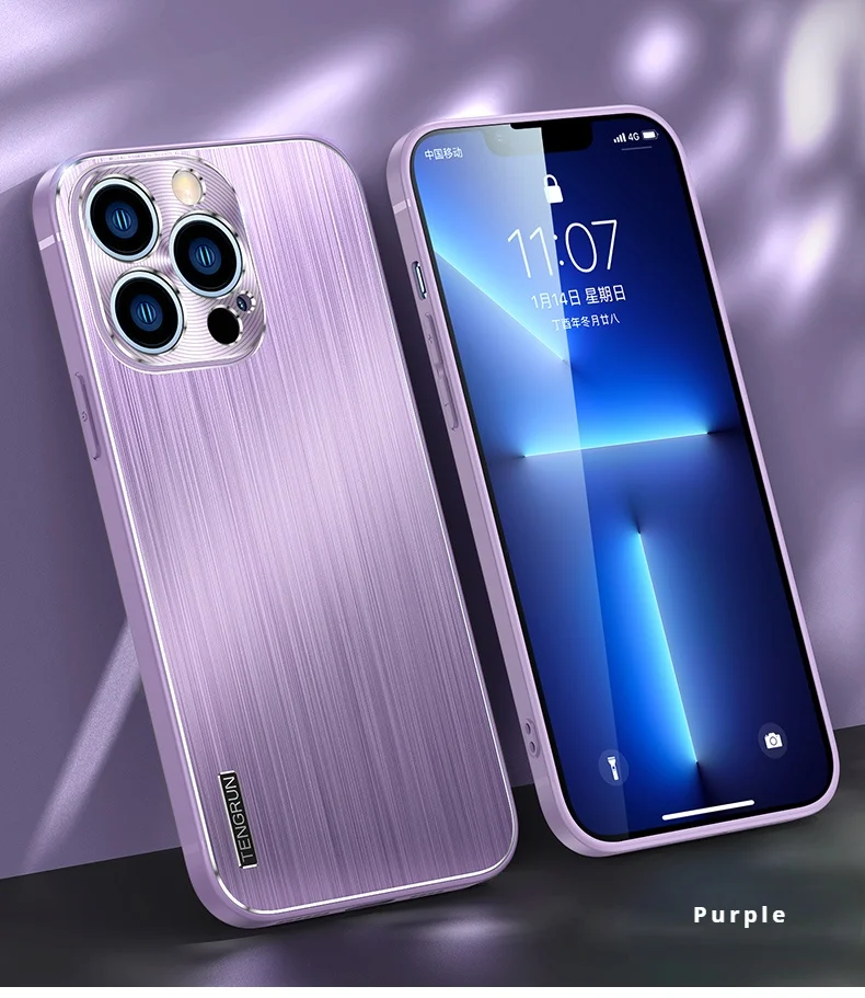 

Luxury Laser Metal Brushed Phone Case for iPhoneX XR XSMax 11 12 13 Pro max mini Silicone Soft Edge Lens Protection Cover