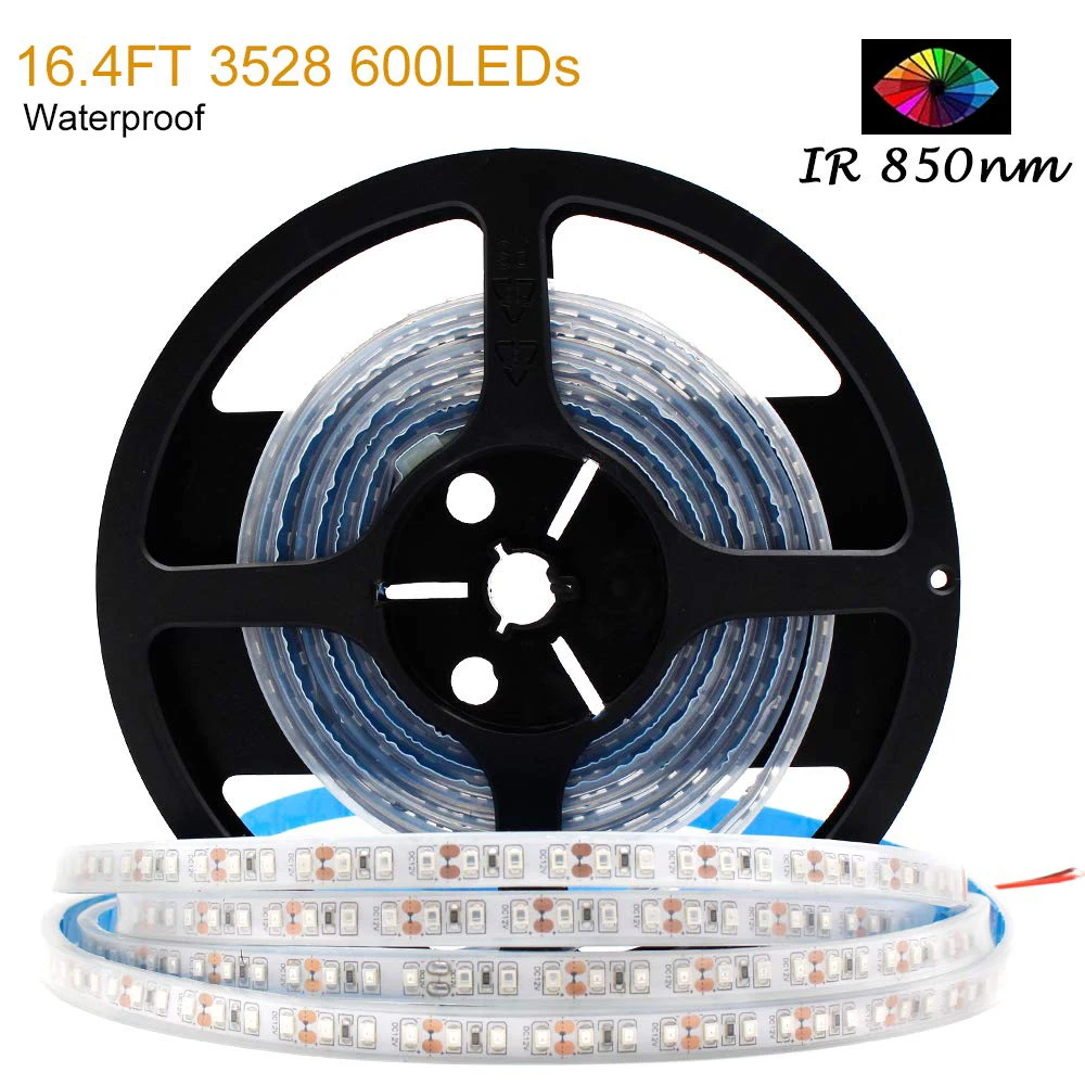 Imagem -02 - Medidores 850nm 940nm ir Infravermelho Luzes de Tira Led Impermeável Ip67 Dc12v Smd3528 120leds m para Vigilância Segurança Noite Versão 5