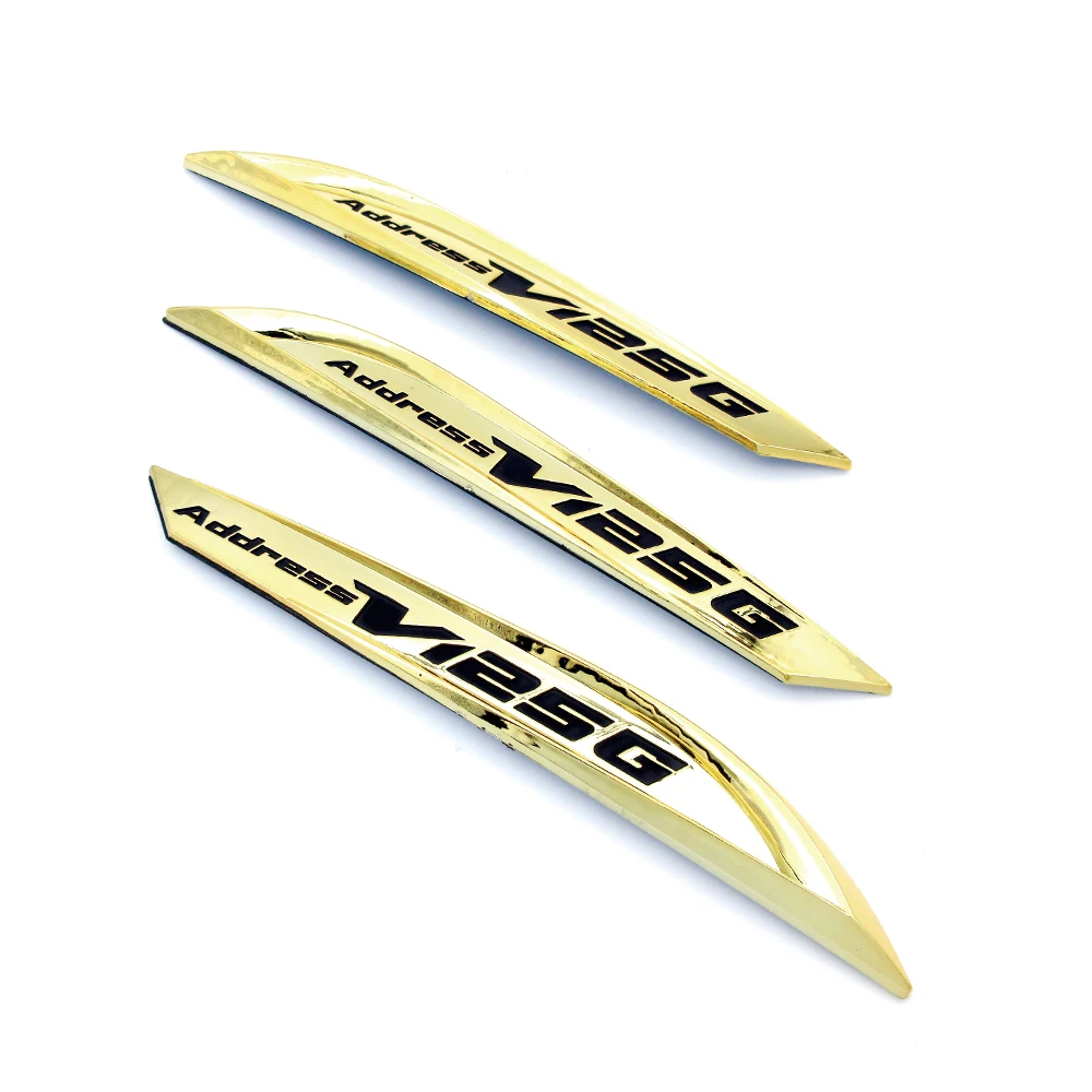 Chrome＆Gold For Suzuki Address V125G Motorcycle 3D Fuel Gas Tank Sticker Emblem Badge Decoration Decals High Quality ABS Plastic
