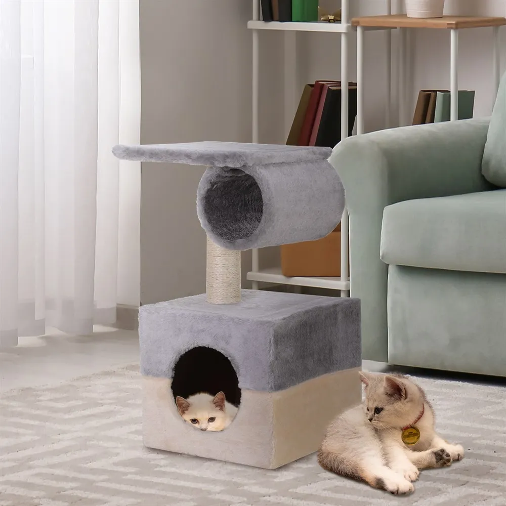 PawHut Rascador Árbol para Gatos 31x31x58 cm con Poste Central Cama de Felpa