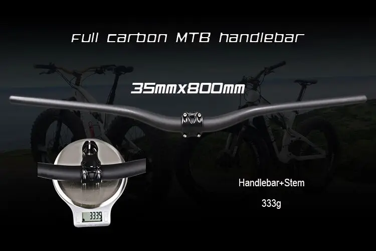 carbon bike MTB handlebar 35mm×800mm with stem 333g