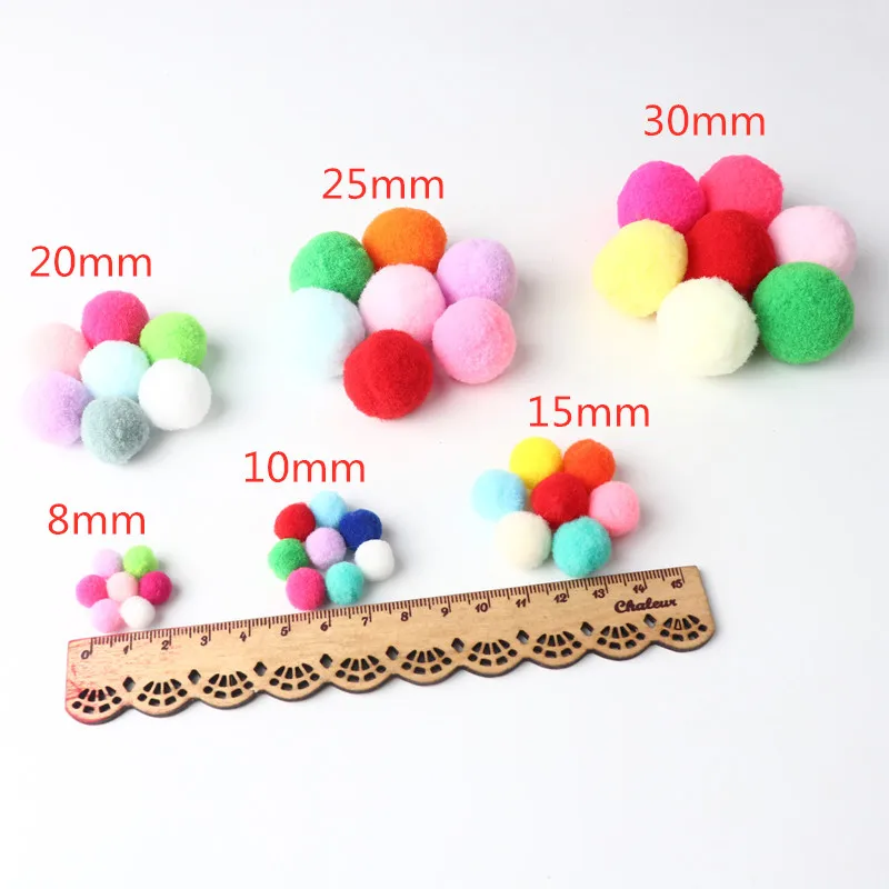 20g Multi-size Pompom Fur Craft Supplies DIY Soft Pompom Wedding Dress Decoration/cloth Glue Accessories 8/10/15/20/25/30 Mm