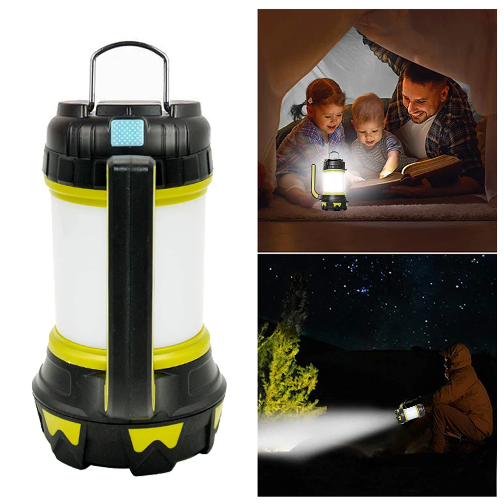 Portable Handheld LED Camping Light White/Red/Blue Light 6 Modes USB Charging Searchlight Night Emergency Work Light
