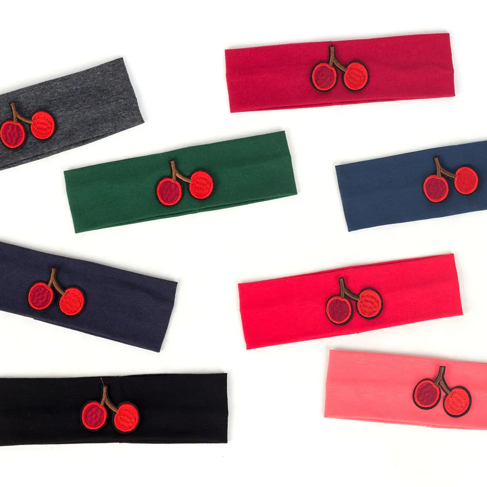 Geebro-diademas planas de cereza para bebé recién nacido, diadema elástica de algodón suave, envoltura para la cabeza, regalo para niños recién