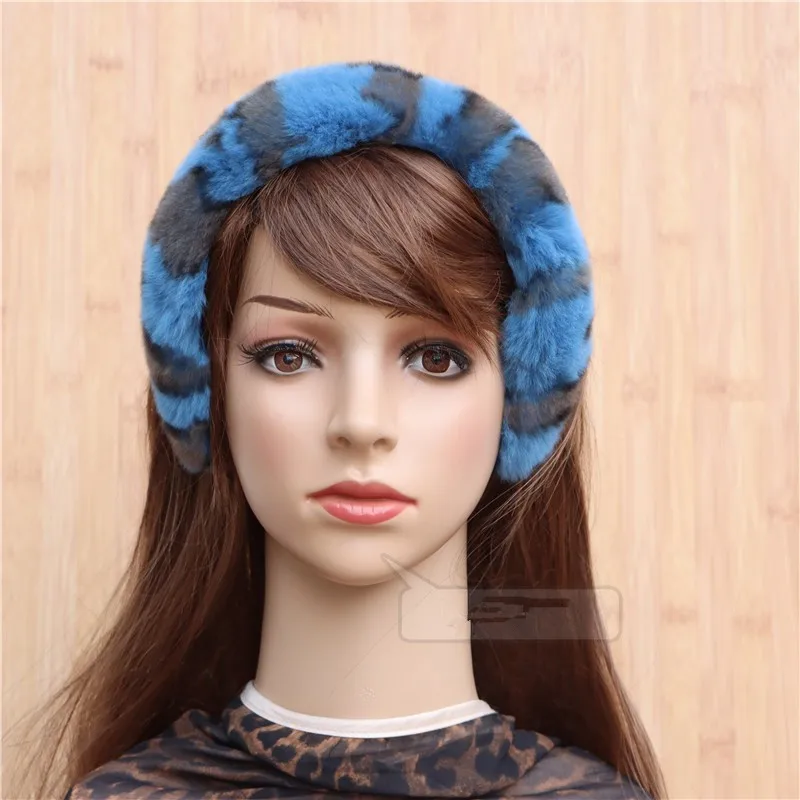 New Winter Real Rex Rabbit Fur Headband For Women Hair Accessories Warm Head Wraps Solid Candy Color Furry