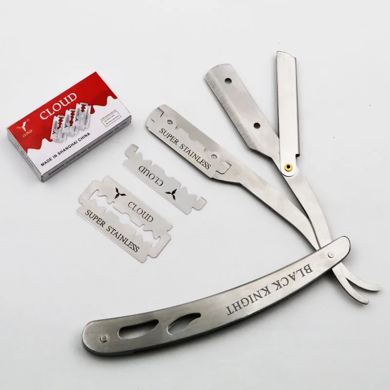 CLOUD 1 Set Men Straight Barber Edge Razors Folding Shaving Knife Hair Removal Tools with 10pcs Blades