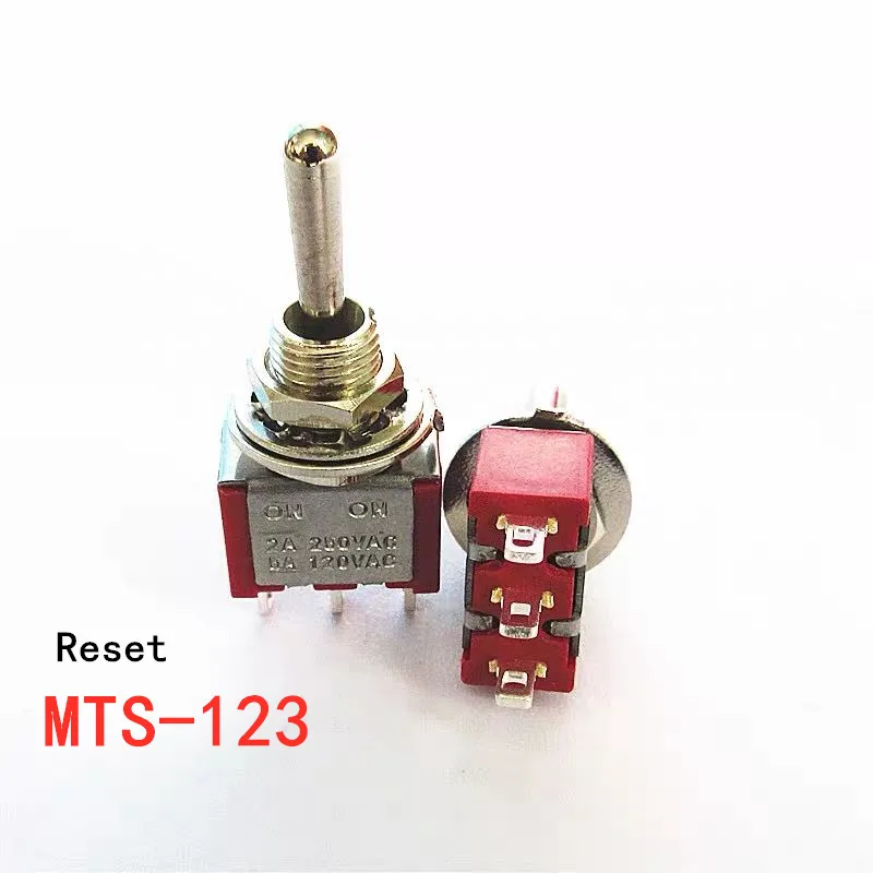 5pcs/10pcs Red Momentary/lock Mini MTS-123/MTS-103 3-Pin SPDT ON-OFF-ON 6A 125VAC  Miniature Toggle Switches