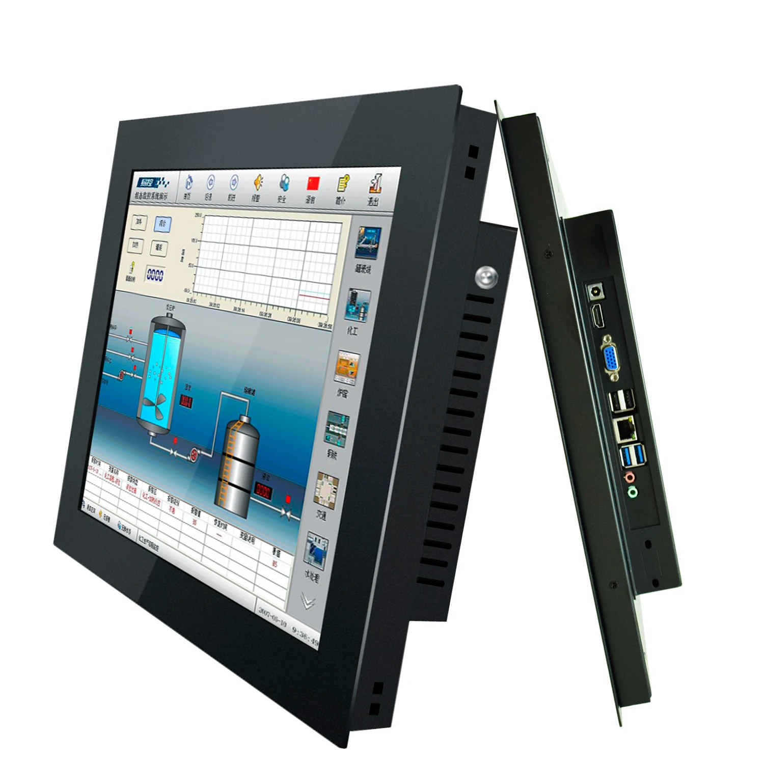 15.6 Inch Embedded Industrial Computer All-in-one PC Panel with Resistive Touch Screen Built-in WiFi RS232 Com Win10Pro 1366*768