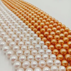 16 Inch Natural Freshwater Pearl Loose Beads 10.5-13.5mm round Baroque Shape DIY Jewelry Making White And Dying Gold Color