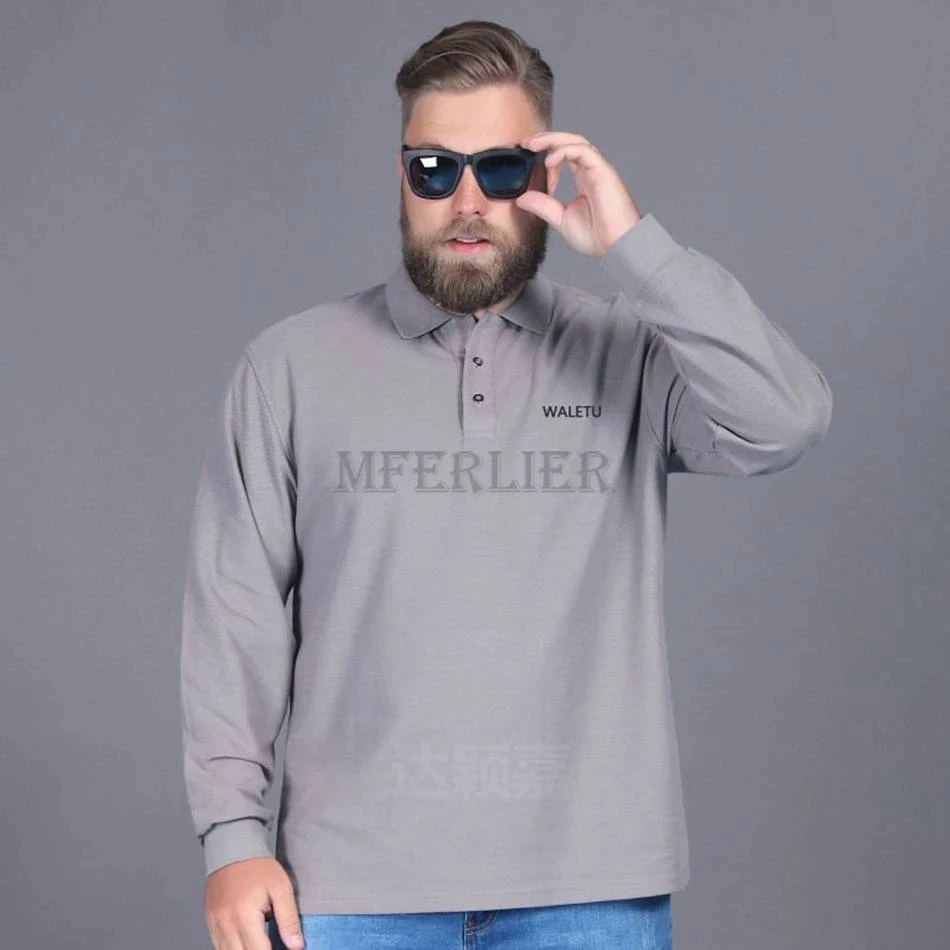 high quality autumn men casual polo shirts long sleeve large size 6XL 7XL 8XL 9XL 10XL letter tees loose tops black 54 56 52