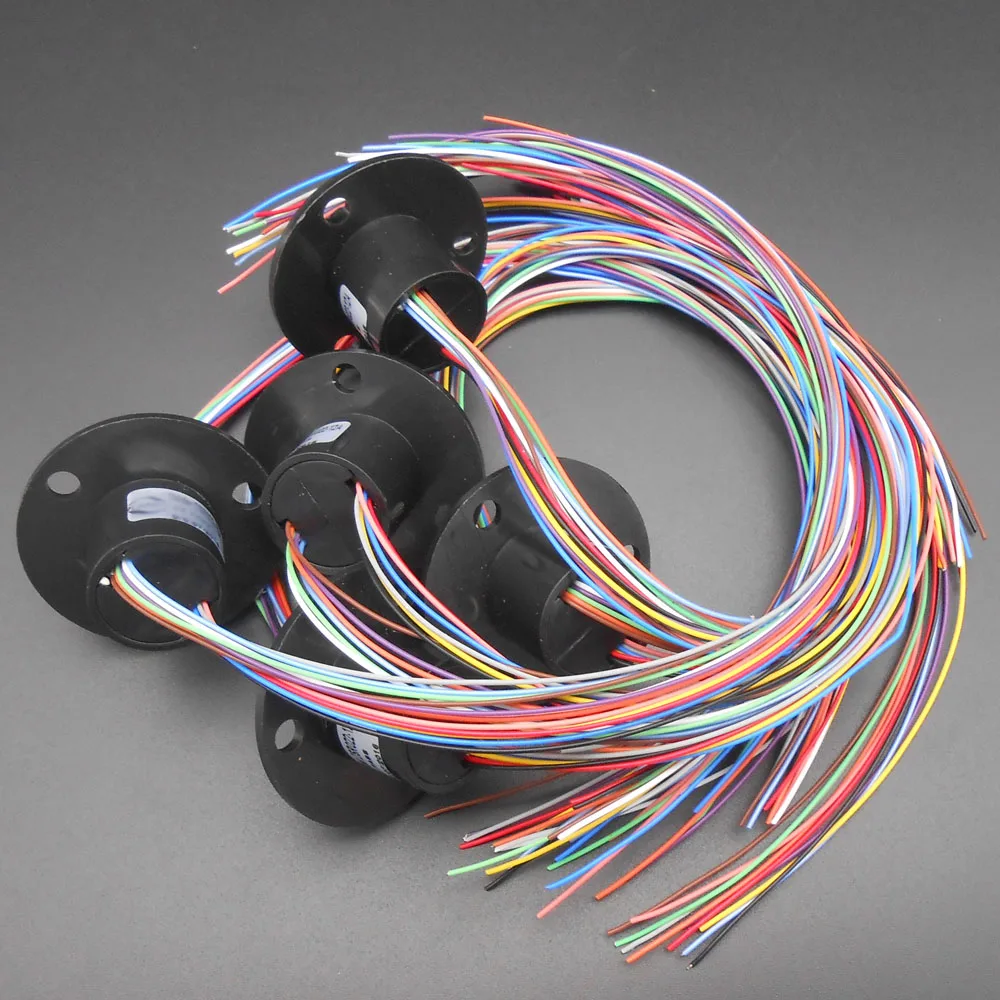 

5Pcs X 12 Lead Wires 250Rpm 22mm 2A Per Circuits Small Capsule Slip Ring 1000M/500VDC 220V/AC Engineering Plastics 360 Degrees