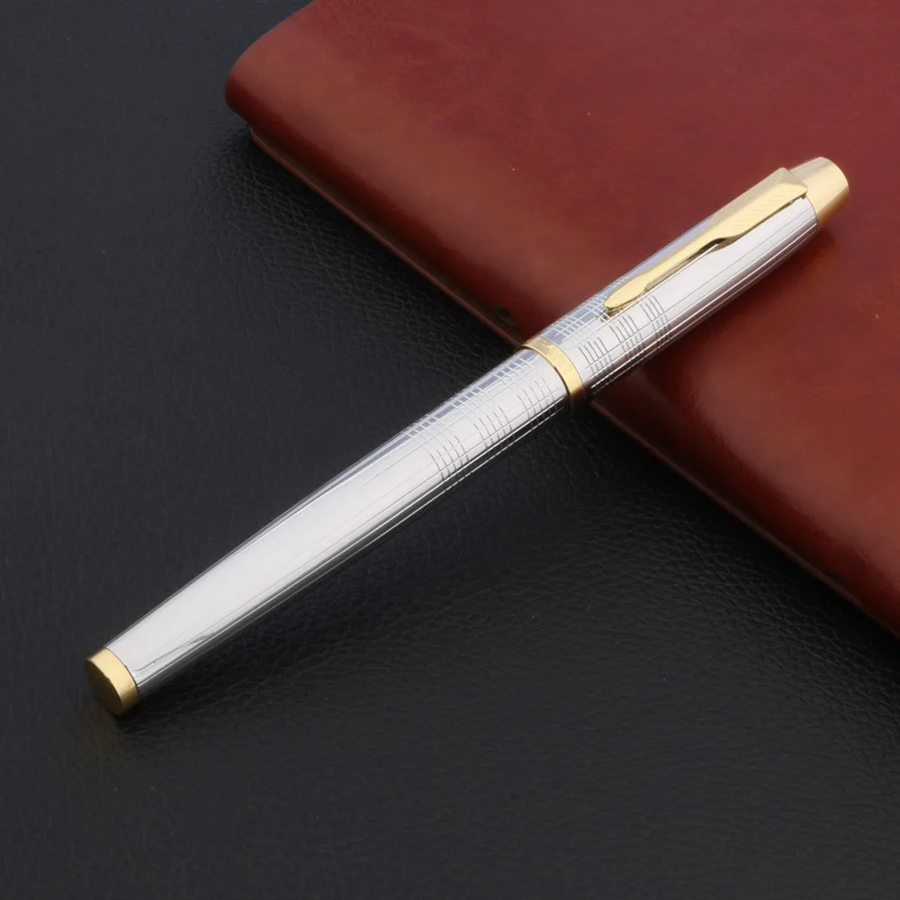 Luxe Metalen Kantoor Rechte Lijn Rvs Gloden Rollerball Pen