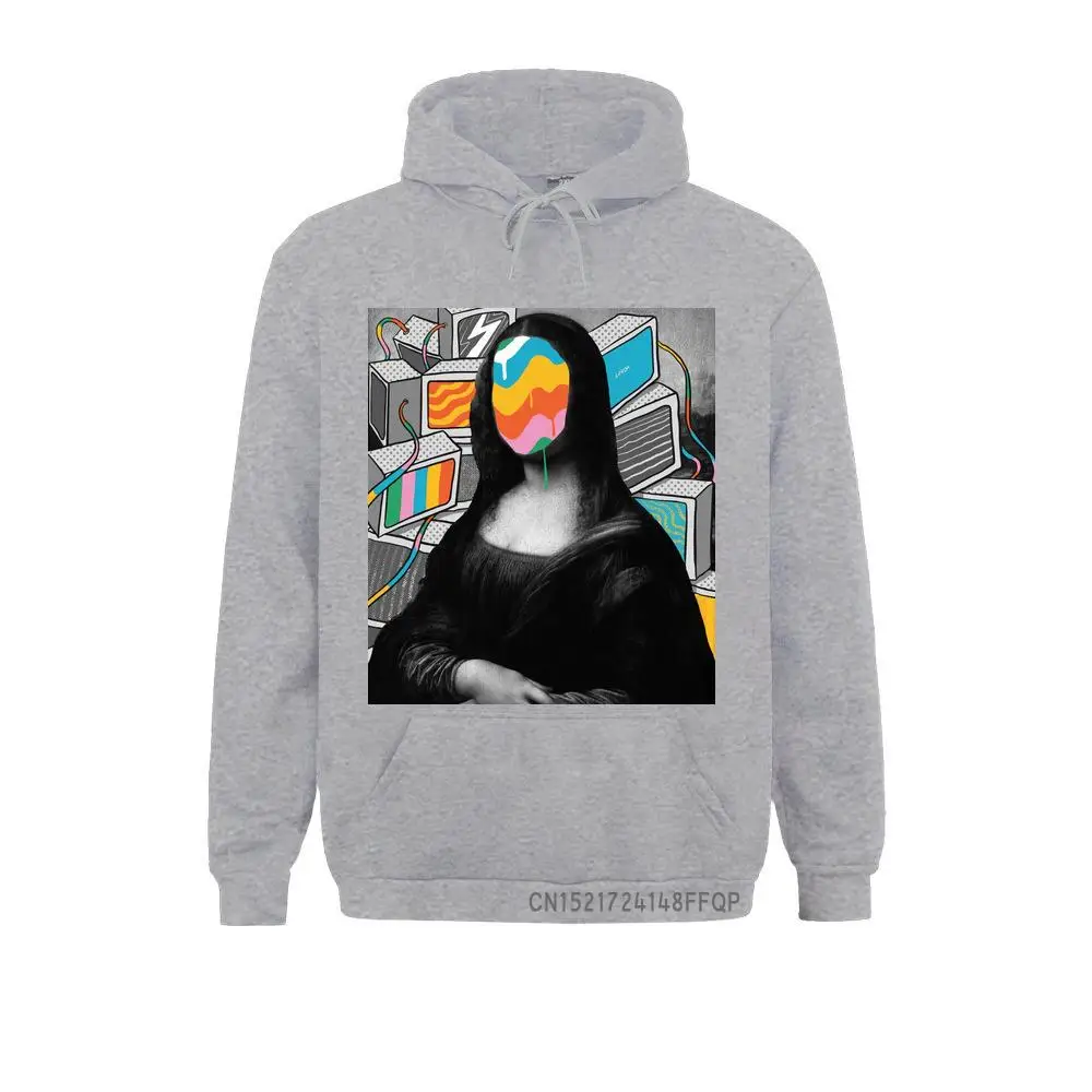 Men Pullovers Mona Lisa Meltdown Streetwear Funky High Street Designer Long Sleeve Hoodies Warm Crewneck Cozy Sweatshirt