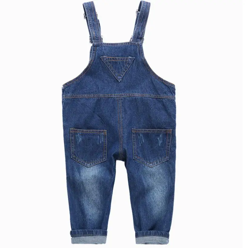 2023 New Arrival spring Girls Boys Denim Overalls Button Fly Overalls for Girls Boys Solid Blue Children Jumpsuit Overalls1-8Y