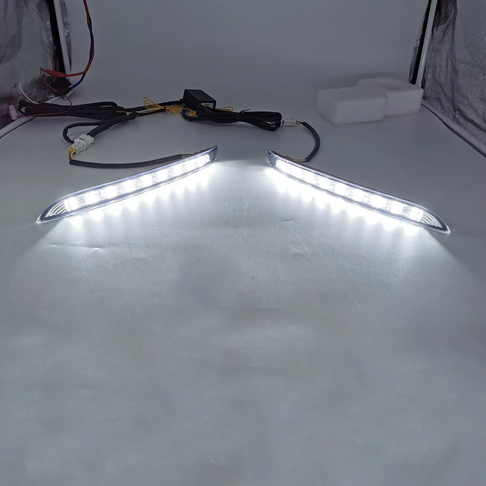자동차 LED 주간 주행등 안개등 커버 구멍 DRL, 방향 지시등 스타일, 12V, 기아 리오 K2 2011 2012 2013 2014, 2 개