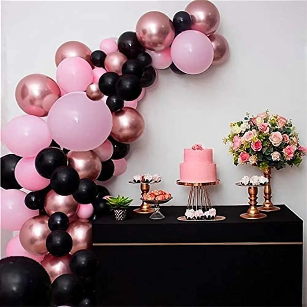 

86pcs Black Pink Balloon Garland Arch Kit Rose Gold Metallic Balloons Birthday Party Wedding Baby Shower Graduation Decoration