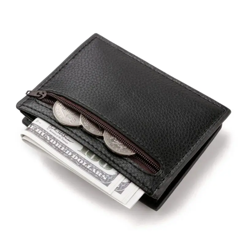 Fashion Leather Men Slim Money Case Credit Card Holder Coin Pocket