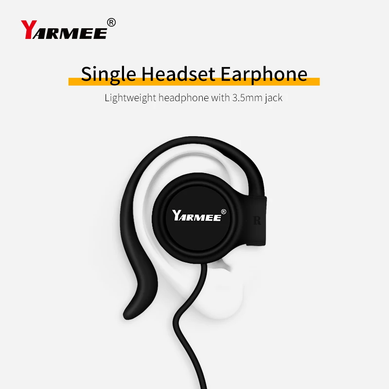 YARMEE Professional Headphones 3.5mm Plug Jack Wired Single Earphone Ear Hanging Suitable Monitoring Radio Tour Guide System
