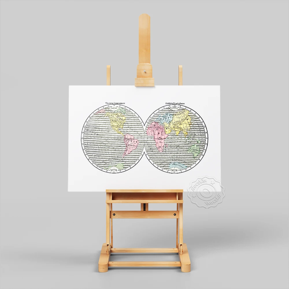 World Map Geography System Prints Poster, Large Size Hemisphere Vintage Art Wall Stickers, Student Schools Office Home Decor